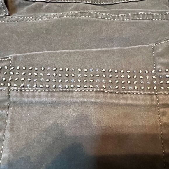 Rock & Republic Kashmiere olive green embellished mid rise skinny jeans Sz 8/10 - Picture 8 of 12